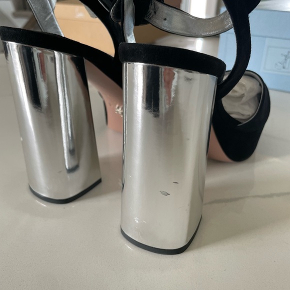 Prada Calzature Donna Metallic Platform Heel in Nero - Picture 6 of 10